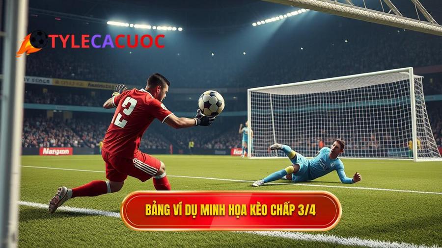 Bảng ví dụ minh họa Kèo chấp 3/4 (0.75)